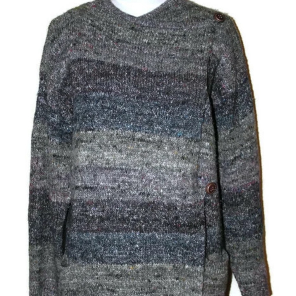 JEANNE PIERRE Wool & Silk Blend Long Wrap Cardigan Sweater